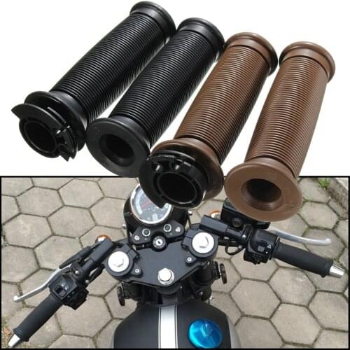 Motorcycle 7/8" 22mm Rubber Hand Grips Handle Bar For Cafe Racer Bobber Clubman Custom