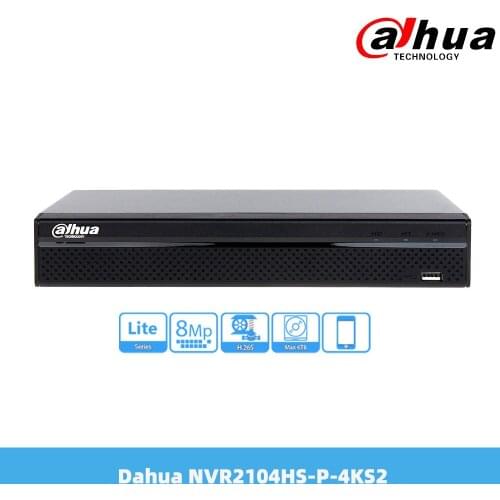Dahua 4 Channel 8MP Compact 1U 4PoE Lite 4K UHD Network Video Recorder IP DVR NVR2104HS-P-4KS2