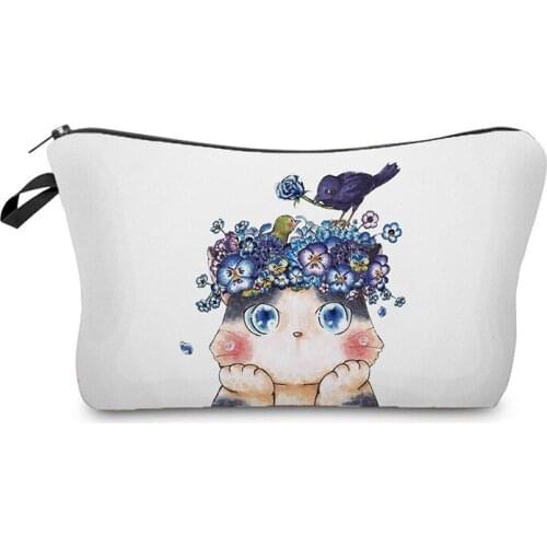 Lovely Cat Star Printed Makeup Bags Multifunction Storage Bag Durable Fashion Pencil Case Foldable Simple Women Cosmetic Bags