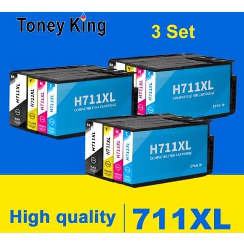 Toney King For HP 711XL 711 XL Replacement Ink Cartridge Compatible For HP711 DesignJet T120 T520 Printer CZ133A CZ130Z CZ13A