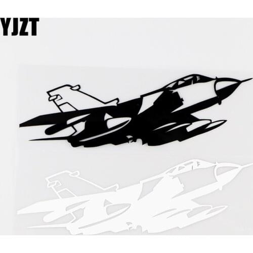 YJZT 16.3X5.2CM Fighter Car Sticker Vinyl Decal Art Decor Airplane Graphic Black / Silver 10A-0038