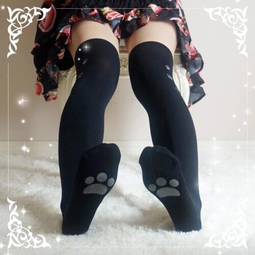 Cat Claw Womens Lolita Over-knee Stockings Printing Thigh High Long Stockings Cosplay Good Quality Anime Kawaii Cute Sweet