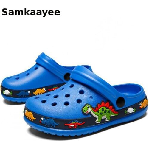 2-8y Kids Mules Clogs Summer Girls Boys Cartoon Dinosaur Sandals Toddler Slippers Non-Slip Children Beach Cute Garden Shoes Y23