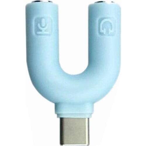1pc Type-C U-shaped Splitters Adapter TYPE C Couples One-to-two Microphone Audio Headset Splitter Mobile Phone Accessories