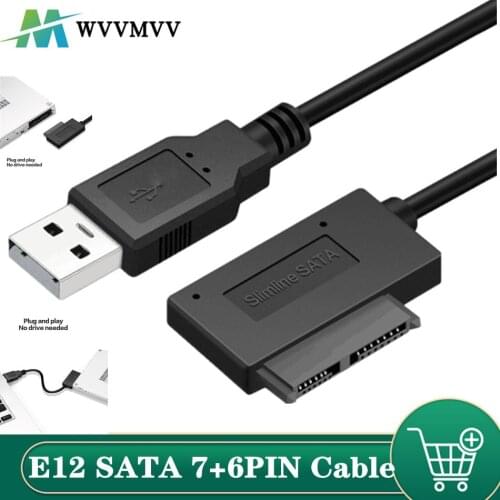 WVVMVV USB 2.0 to Mini Sata II 7+6 13Pin Adapter Converter Cable For Laptop CD/DVD ROM Slimline Drive Converter HDD Caddy