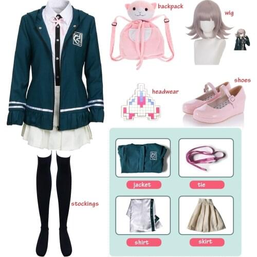 Anime Danganronpa Chiaki Nanami Cosplay Uniform Jacket Shirt Wig Bag Full Set For Women Cosplay Costume