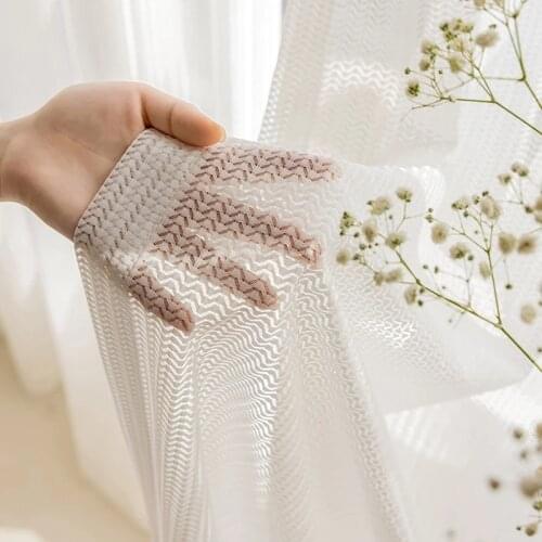 ELKA Modern New Fishbone Gauze Curtains for Living Room Balcony Screens Simple Bedroom White Bay Window Screens White Curtain