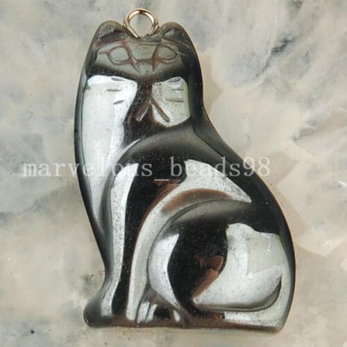 Free shipping Fashion Jewelry 34x31x5mm Black Non-Magnetic Hematite Cat Pendant Bead MC3576