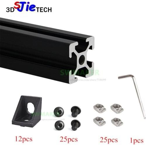 1 Set Black / silver Aluminium Metal Extrusion Profiles CREALITY CR-10 3D Printer clone Frame Kit with Nuts Screw