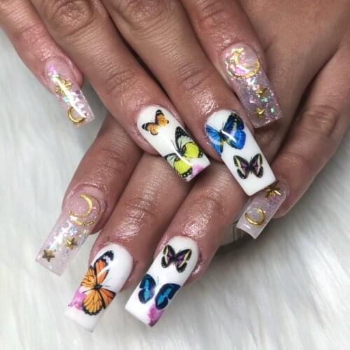 100x4cm 3D colorful Butterfly Nail Foil Nail Art Transfer Sticker DIY Manicure Summer Decor Nail Decals Accesoires Tip