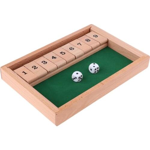 Wooden Shut The Box Board Game with 2 Dice And Number Game