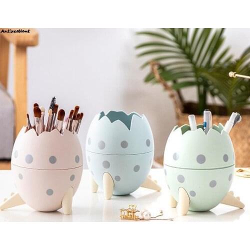 Cute Dinosaur Egg Pen Holder Creative Desktop Makeup Brush Organizer Pen Storage Box Container Glasses Holder School Stationery