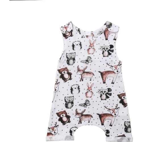 Baby Kids Boy Girl Infant Sleeveless Romper Cartoon Animal Jumpsuit Cotton Clothes Outfit Set