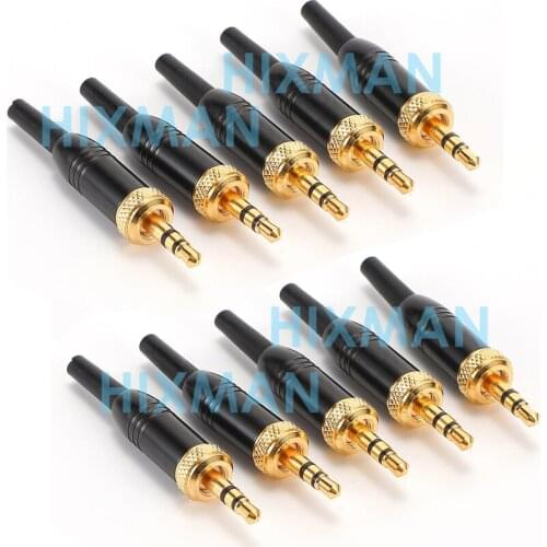 DIY 10pcs/lot Black 3.5mm 1/8'' Stereo Screw Audio Lock Connector for Sennheiser Sony Nady Audio2000S Mics Spare Plug Adapter