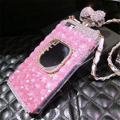 For Samsung S20 S8 S9 S10 PLUS S10E Note 10 Plus 8 9 Diamond Rhinestone Mirror Perfume Bottle Soft Phone Case Back Cover