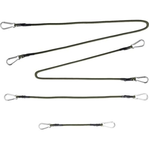 Outdoor 8mm Carabiner Elastic Rope Elastic Band Tent Lanyard Camping Clothesline Baggage Binding Rope Packing Belt, 4PCS