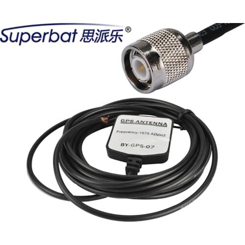 Superbat 1575.42MHz+/-3MHz Mini GPS Antenna TNC Connector Aerial Signal Booster 38x34x11mm 3M Cable for GPS Receiver Car