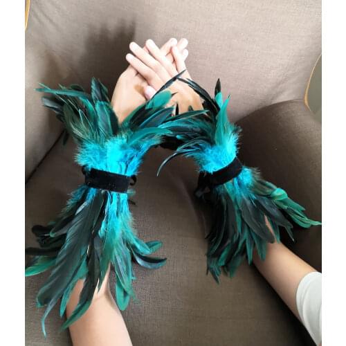 Carnival and festival costume Rooster feather hand cuff and wrist cuff # CUF19015