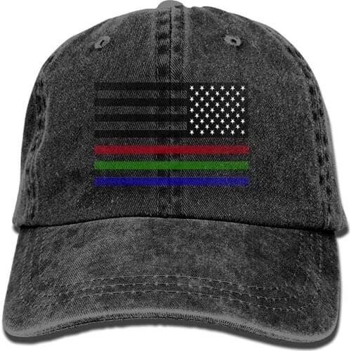 American Flag Red Green Blue Thin Line Cowboy Hat Adjustable Baseball Cap Sunhatcap Peaked Cap
