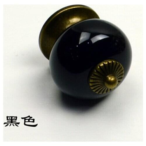 Ceramic Handle Cabinet Door Pull Black Knobs Drawer Locker Cupboard Vintage Retro Gold(Model Number:351-BLACK)