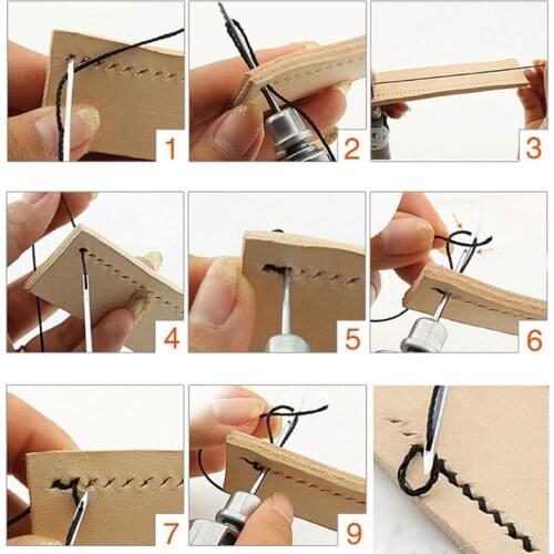 Leathercraft Lock Stitch Sewing Awl Thread Kit Needles Stitch Leather Fabric