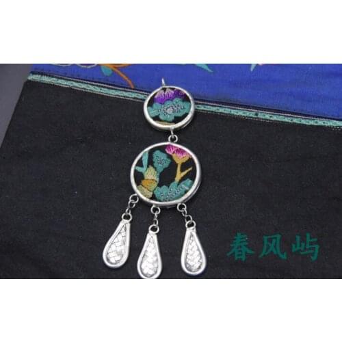 Miao silver color random handmade sweater chain fashion retro jewelry ornaments embroidery embroidered old Necklace