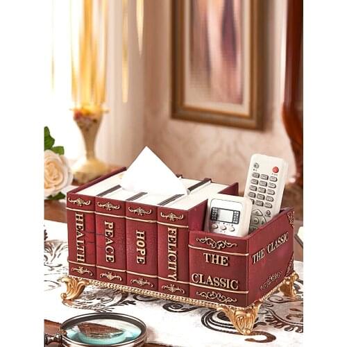 Multi-function tissue box luxury retro living room home remote control tray restaurant desktop storage box tissue box
