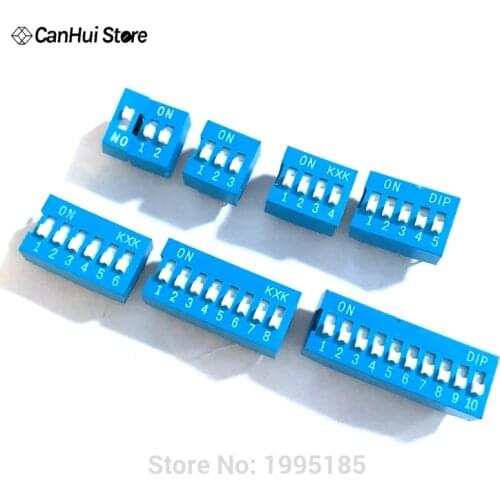 10pcs Slide Type Switch Module 1 2 3 4 5 6 7 8 10 PIN 2.54mm Position Way DIP Pitch Toggle Switch Blue Snap Switch Dial Switch