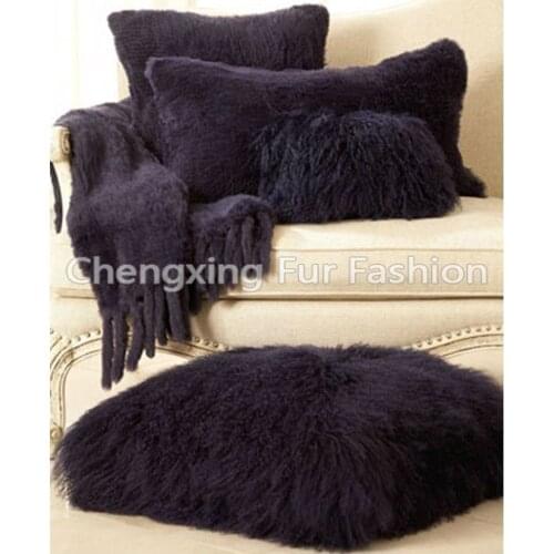 Free Shipping CX-D-62 50x50cm Custom Made Mongolia Lamb Fur Cushion Cover / Pillow