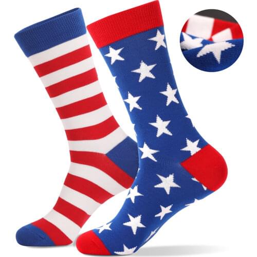 Stitching color America USA national flag printed socks 2021 soft comfort men cotton sock novelty personality sports socks