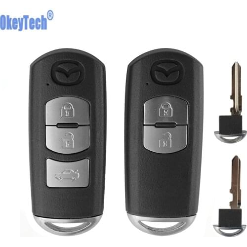 OkeyTech 2/3 Button Smart Car Key Fob Shell for Mazda X-5 Summit Axela Atenza M3 M6 Auto Remote Control Key Fob With Uncut Blade