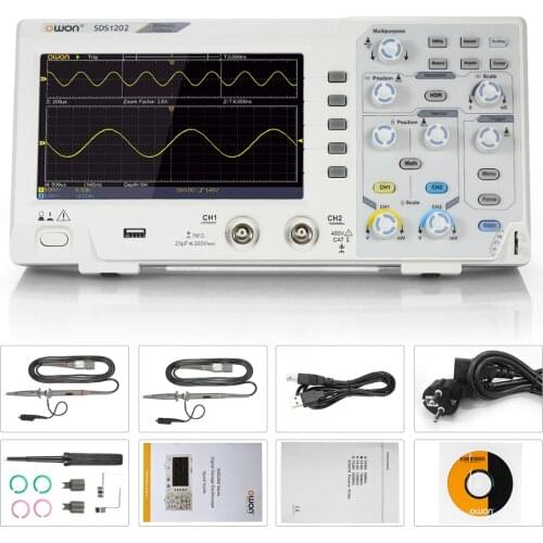 SDS1102 Oscilloscope Oscillometer Digital Storage Oscilloscope 2CH 100MHz 1GS/s with 7-inch LCD Display