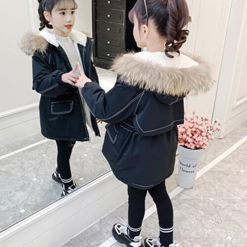 Autumn Kids Winter Jacket Girls Clothing Long Jacket Faux Fur Children Coat Snowsuit Outerwear Long Sleeve Hooded Coat Parka