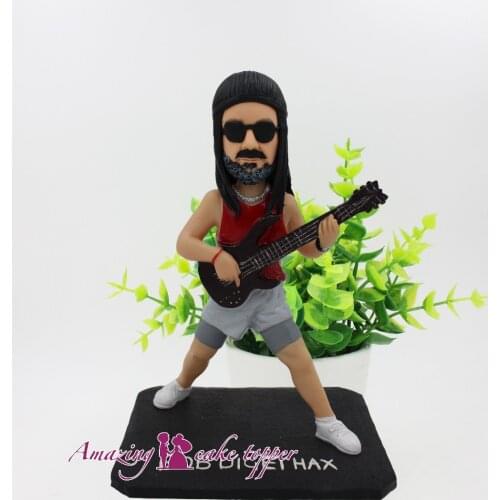 2019 AMAZING CAKE TOPPER Rock guitarist, I love music Toys Custom Polymer Clay Figure From Pictures
