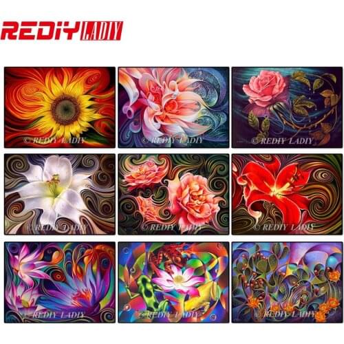 REDIY LADIY Diamond Mosaic Flowers Diamond Embroidery Christmas Gift Diamond Painting Rhinestones Pictures Needlework Home Decor
