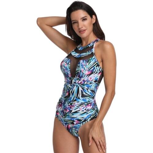 Sexy Mesh Swimsuit One Piece Solid Swimwear Women Elegant Bathing Suit Push Up Monokini Bather Female Beach Swimming Suits