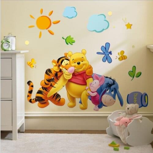 Winnie the Pooh friends wall stickers for kids rooms decorative sticker adesivo de parede removable pvc wall decal