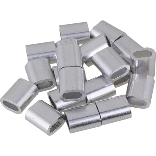 Sliver Oval Shape Aluminum Clip 6mm Wire Ropes Swage Clip M6 Set of 20