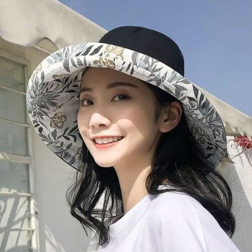 Double sided wide brim sunscreen hat Female Caps Big Wide Brim Anti-UV Cap Summer Womens Sun Hats