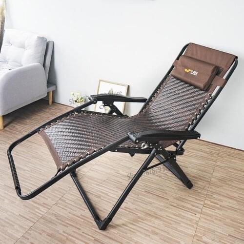 Rattan lounge chair wicker chair folding lunch break summer cool chair chair portable backrest old man balcony home lazy leisure