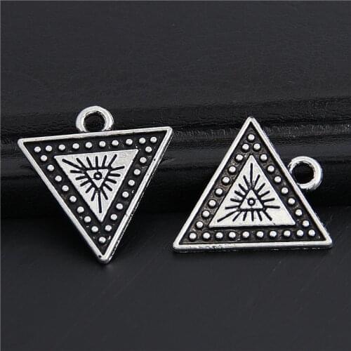 20pcs Silver Color Alloy Jewelry Accessories Triangle Charms Pattern Pendant DIY Handmade A3008