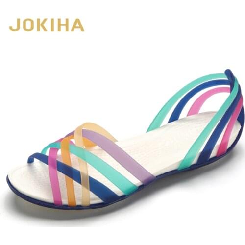 Rainbow Jelly Shoes Woman Wedges Sandalias Women Sandals Summer New Candy Color Peep Toe Stappy Beach Valentine Mujer Slippers