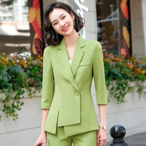 2021 New Styles Formal Women Business Suits OL Ladies Office Spring Summer Work Wear Professional Blazers Set Pantsuits