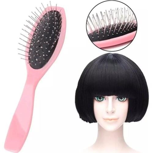 1pc Prevent static hair brush for synthetic hair not tangle clip extension wig pink comb styling tools