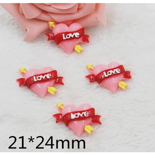 10pcs/lot flat back resin heart with love cupcake DIY resin cabochons accessories