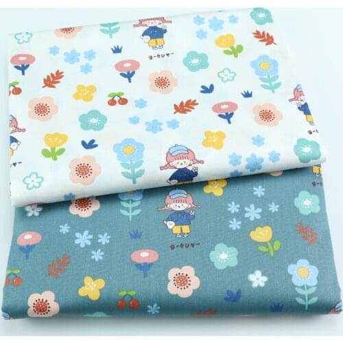 100% Cotton Printed Girl Flowers Sewing Fabric ,Quilting Fat Quarters Material For Baby&child, DIY Bedding Textile Fabric
