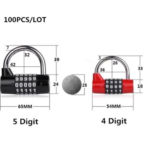 100pcs Metal Locker 4 Digit 5 Digit Type Gym Code Lock Padlock Lock Password Lock steel bracket durable and safe Code Lock