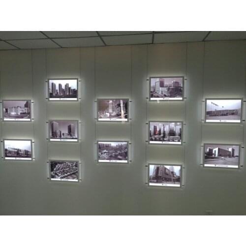 12PCSXA3 Single Sided Cable Hanging Acrylic LED Light Box Window Display Kits Estate Agent Poster Display Frames