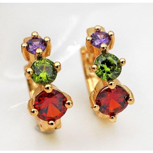 2019 Fashion Jewelry Women Hoop Earrings Boho Indian Jewelry Gold Earrings Color Mix Water Drop Zircon Hoops Earrings OBS2231