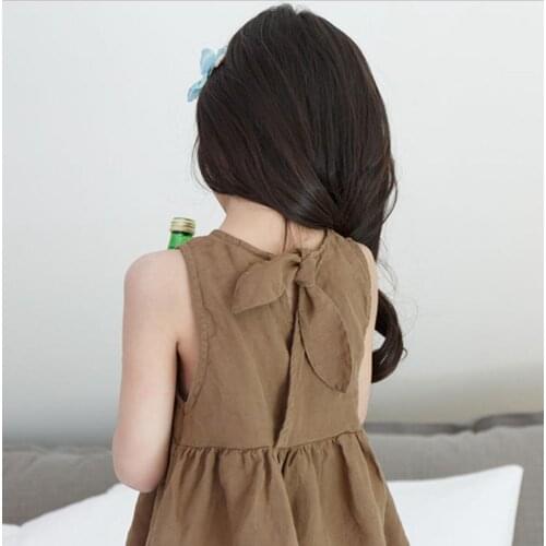2021 Korea style girls dress fashion cotton summer linen girls dresses